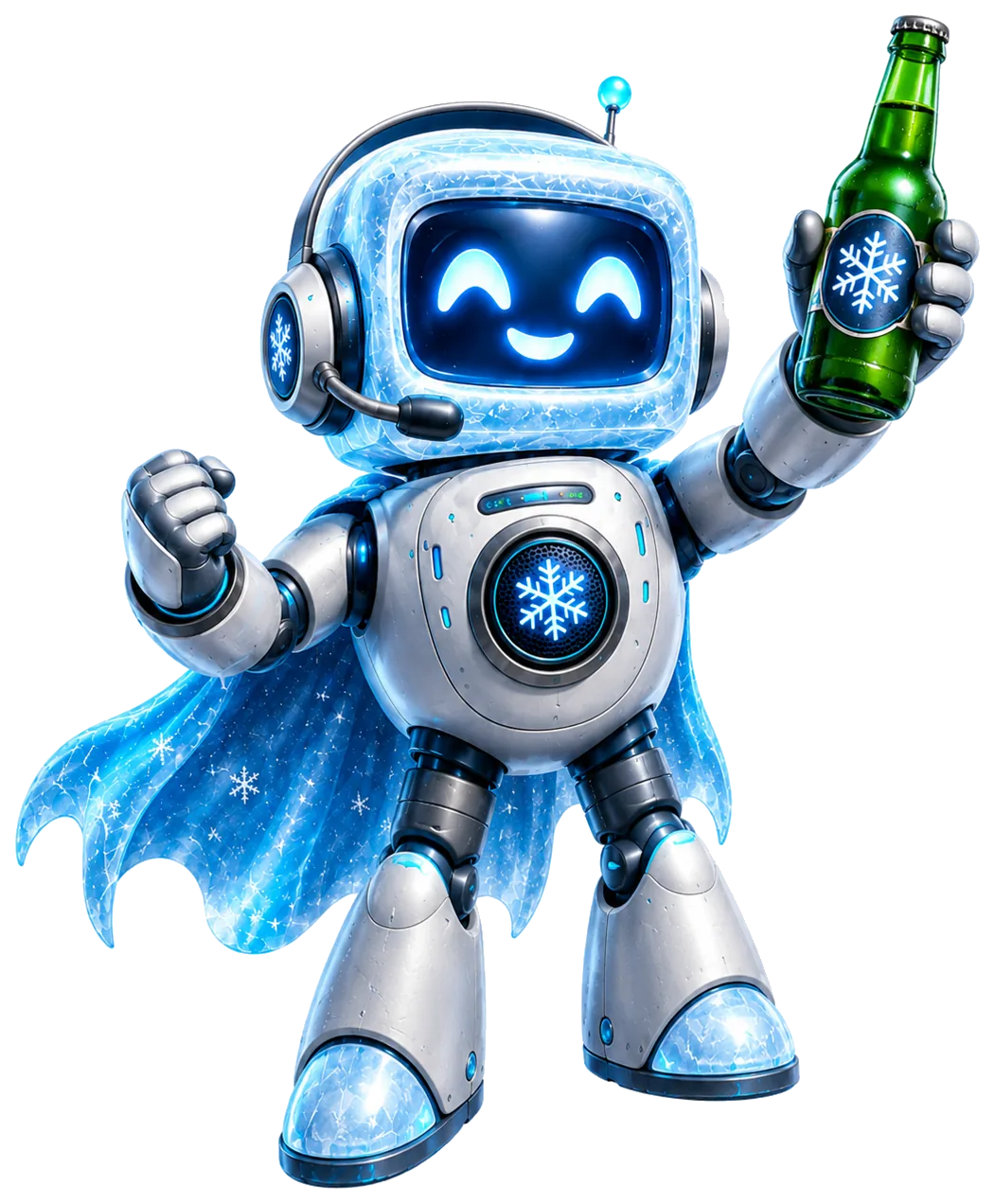 FrostyBot holding a saved beer